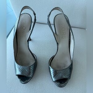 Michael Kors sling back silver high heels